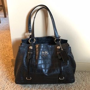 Coach Crocodile Embossed Leather Carryall Mia Bag